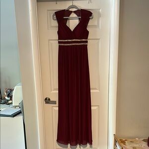 Ever Pretty Deep Red Maxi Dress with Beaded Waist